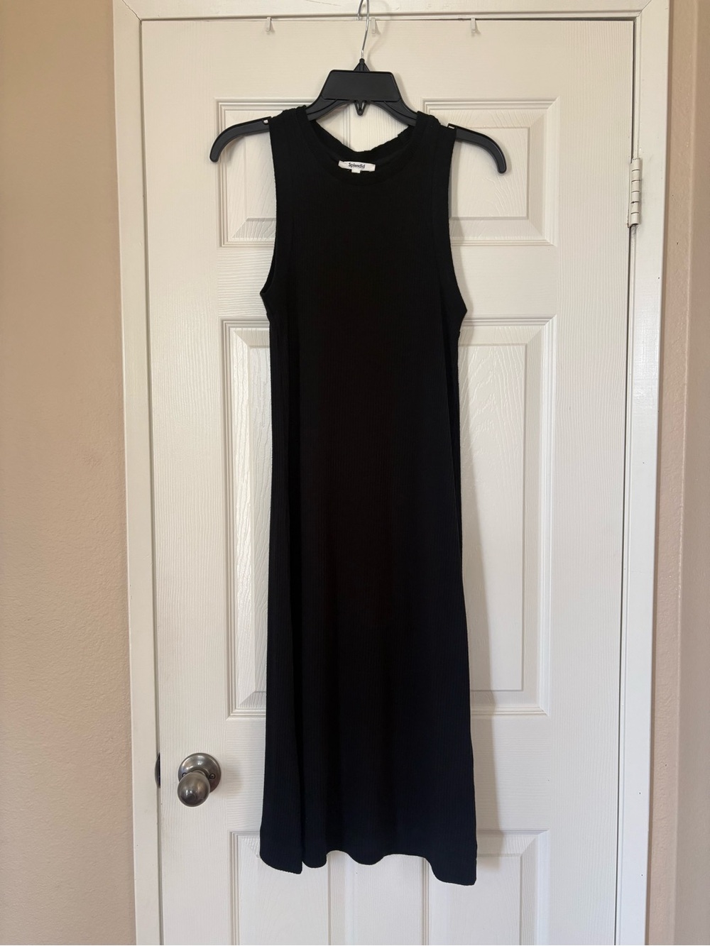 Splendid Black Sleeveless Knit Ribbed Midi Dress